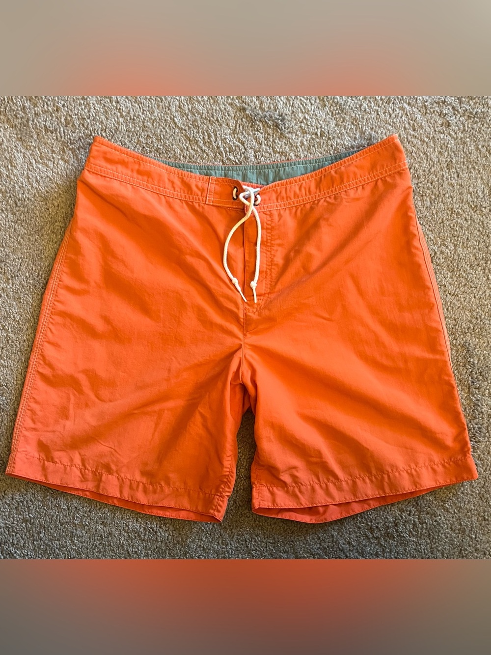 Vintage L.L. Bean Men's Bright Orange Swim Board Shorts
